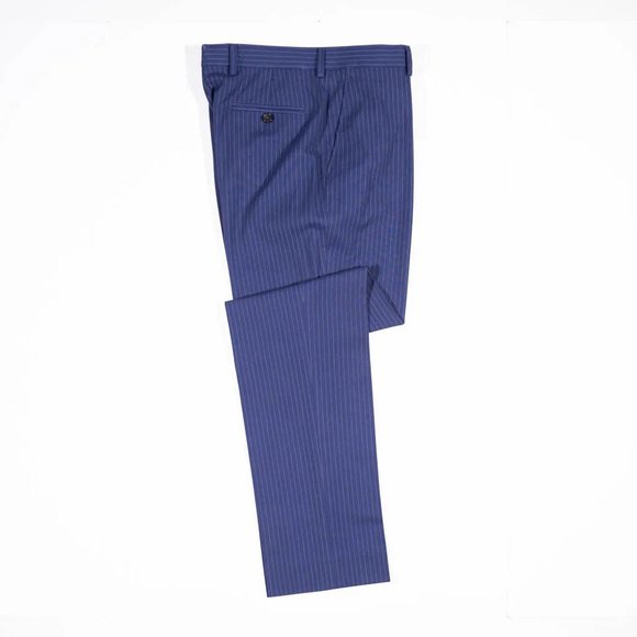 Ralph Lauren Boys Pants Blue Striped Straight Leg Lined Trousers 20R 30" Waist - Picture 2 of 8